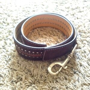 Michael Kors Brown Leather Statement Belt Silver Bolt Snap Buckle Clip Med 36”